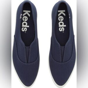 NEW Keds Pointed Toe Platform Sneakers Slip On White Navy Womens 6 NWOT